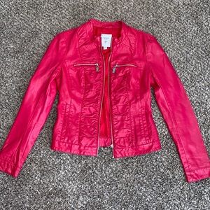 Guess Pink/Red Leather Jacket